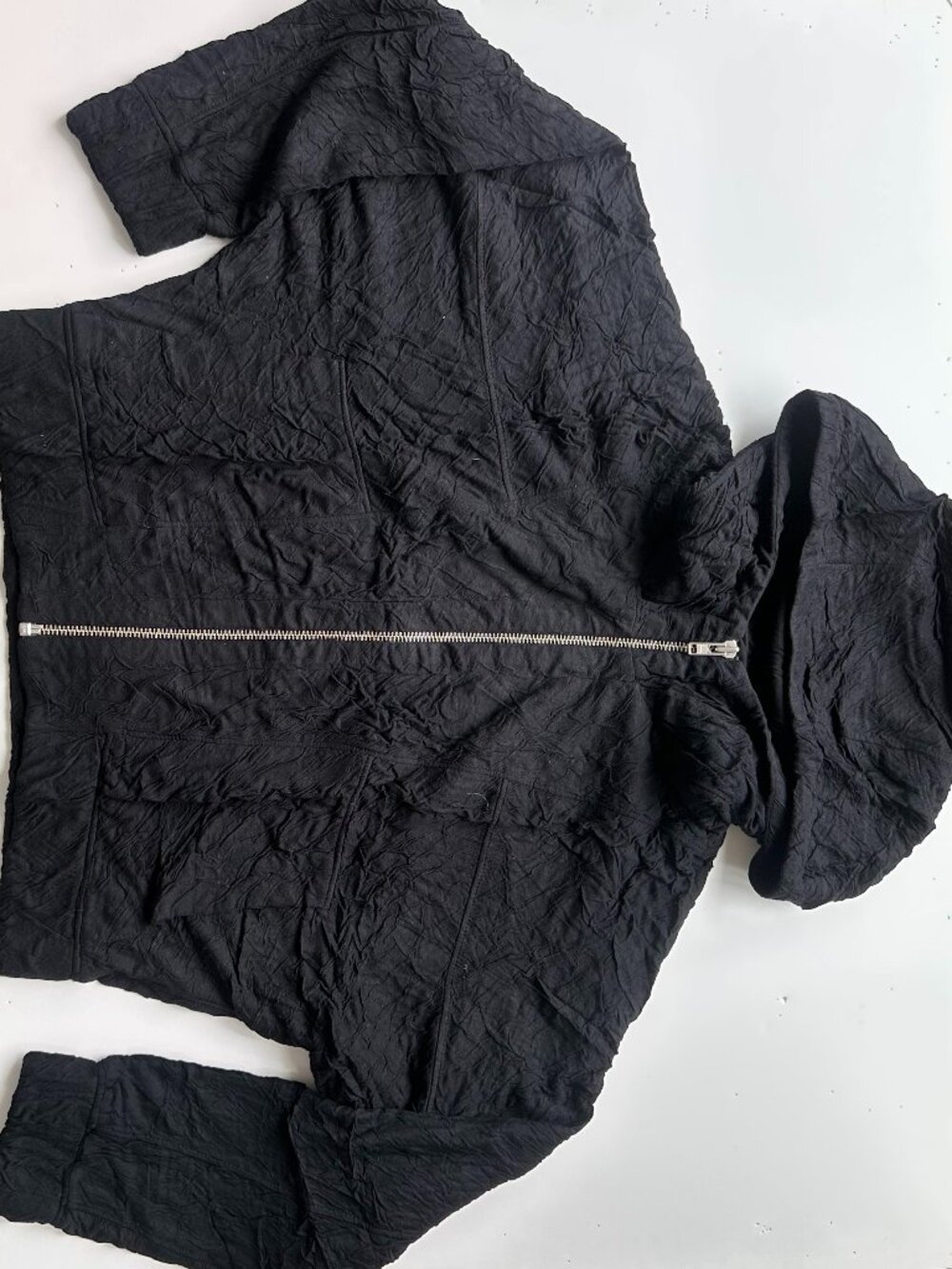 Helmut Lang Black Textured Oversized Zip-Up Hooded Sweatshirt – Size L